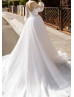 Beaded Ivory Sparkly Tulle Lace Wedding Dress